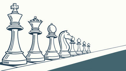Line Art Chess Pieces Business Leadership Strategic Planning Teamwork Problem Solving Success Growth