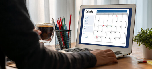 Wall Mural - calendar on computer software application for modish schedule planning for personal organizer and on