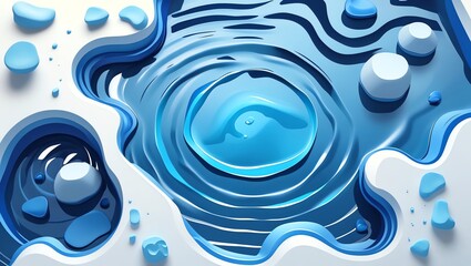 Wall Mural - abstract blue water ripple 3d render