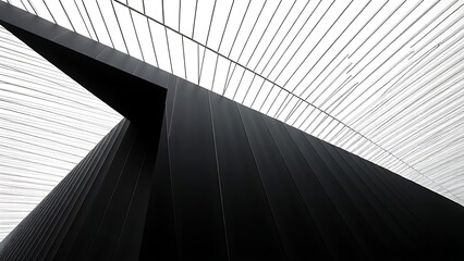 Abstract geometric lines forming an architectural pattern, monochromatic gradient creating a modern aesthetic.
