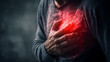 © DASHINKAN - Experiencing sudden and intense chest discomfort, a critical moment signaling potential heart health issues or a cardiac emergency requiring immediate attention