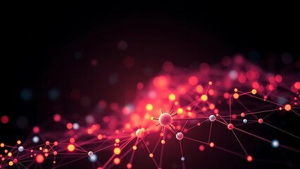 An abstract network of glowing nodes and connections, creating a futuristic visual effect.