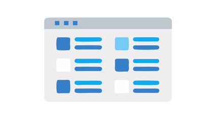Website layout with blue and white elements interface
