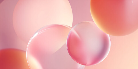 Canvas Print - abstract illustration with pink bubbles on a blurred background. geometric shapes. pastel colors. ba