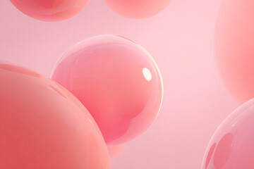 Canvas Print - abstract illustration with pink bubbles on a blurred background. geometric shapes. pastel colors. ba