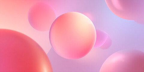 Canvas Print - abstract illustration with pink bubbles on a blurred background. geometric shapes. pastel colors. ba