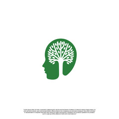 Wall Mural - Creative eco logo design showing human head silhouette with tree inside.