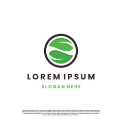 Wall Mural - Modern green leaf circle logo design template symbolizing eco, nature, organic, environment.