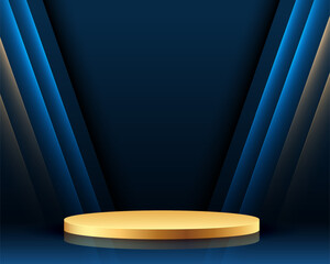Wall Mural - elegant 3d style golden podium stand for product presentation