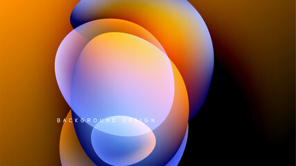 Wall Mural - abstract fluid shapes overlap, creating vibrant color gradients. orange, blue, purple hues dominate 