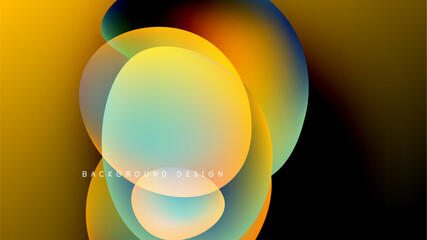 Wall Mural - abstract colorful shapes overlap, creating vibrant gradients. background is dark, emphasizing lumino