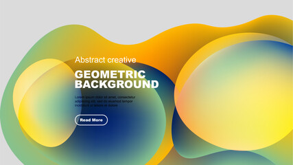 Wall Mural - fluid shapes overlap, creating vibrant geometric background. yellow, blue gradients dominate design,