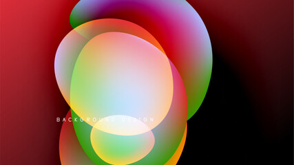 Wall Mural - abstract fluid shapes overlap, creating vibrant color gradients. background is dark, emphasizing bri