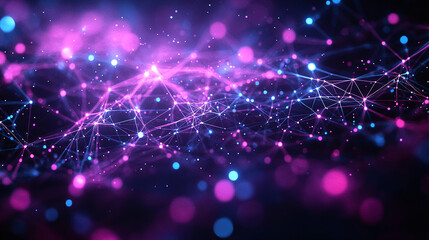Wall Mural - a bokeh effect with a digital flow. a dynamic, colorful stream of light and dots.