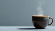 © ryan - vMinimal coffee cup with rising steam on plain background, wide empty space for text, modern hot beverage concept, simple elegant design for advertising and lifestyle presentation