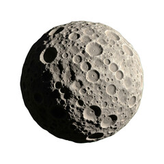 Wall Mural - Detailed planetary surface featuring numerous impact craters against stark black backdrop