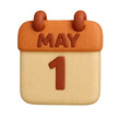 © MufaWorks - May first calendar date rendered in clay light beige and orange reminder concept high quality professional