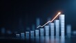 © Zarana  - A modern 3d rendering of a bar graph with an upward arrow, representing business growth and success.