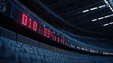 Detailed Image of Empty Electronic Scoreboard at a Football Stadium.
