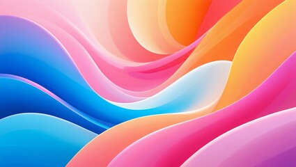 Wall Mural - Colorful Abstract Waves Background with Smooth Gradients and Modern Design, Multicolored shapes background.