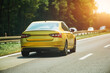 © AlexGo - Car speeding on forest highway view