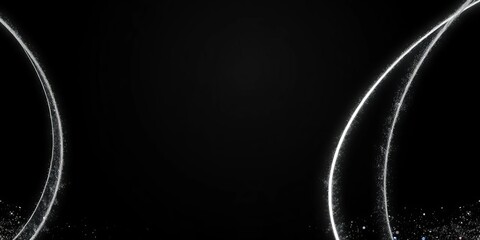 Wall Mural - Abstract black backdrop with silver luminous stripes and sparkling glitter ,  shine,  festive