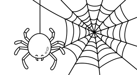 Spider and web with transparent background
