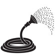 © Zulfa - Coiled Garden Hose with Spraying Water Nozzle Silhouette