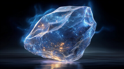 Wall Mural - mysterious energy stone: captivating a futuristic, digitally rendered energy stone, radiating ethere