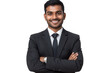 © Pavel - Portrait of a smiling Indian businessman dressed in formal attire, showcasing confidence and professionalism, taken in a studio setting with neutral background