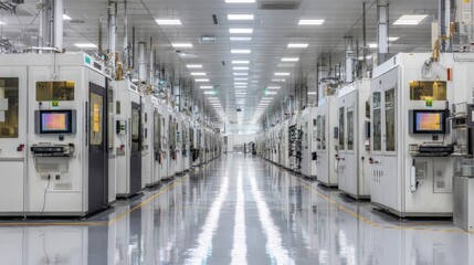 Factory Hallway with Industrial Machinery