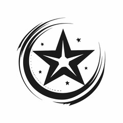 Wall Mural - striking star encircled by cosmic elements forms a celestial silhouette