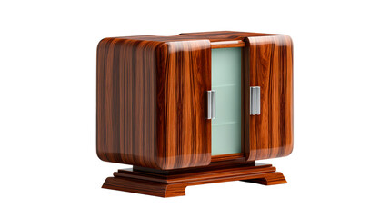 Exquisite Art Deco Cabinet with Polished Wood and Glass Front, cut out transparent