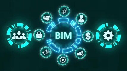 The concept of business, technology, the Internet and the network. virtual screen of the future and sees the inscription: BIM