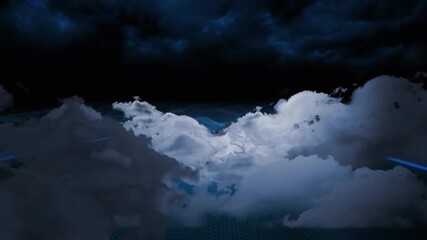 Wall Mural - animation of clouds over shapes moving
