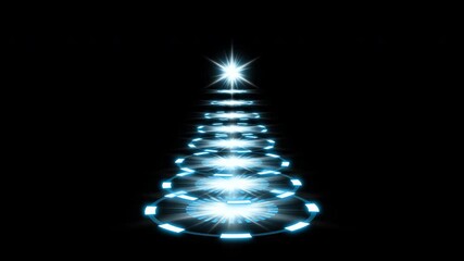 Futuristic Blue Neon Christmas Tree Light Animation with Glowing Holographic Circle Effect
