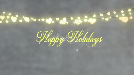 Wall Mural - animation of happy holidays text over light spots on grey backrgound