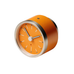 Orange alarm clock isolated on transparent background