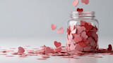 A jar full of delicate paper hearts, representing countless little acts of love and affection.