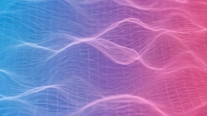 Wall Mural - Pink blue fabric waves, grid background, abstract texture, website design