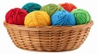 © ng-TDRD - A woven basket filled with colorful yarn balls in various hues, perfect for crafting and knitting projects.