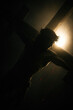 © mrBZ - Silhouette of Jesus Christ on the Cross Illuminated by a Divine Light, Representing Faith, Redemption, and the Celestial Meaning of Easter.