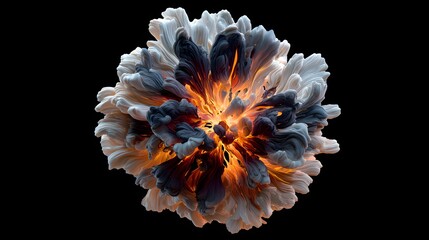 Wall Mural - Explosive Energy Burst With Flames And Smoke Creating A Vivid Abstract Formation
