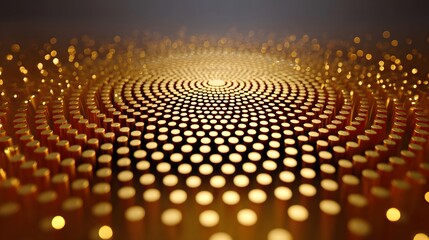 Wall Mural - Abstract Golden Pattern with Concentric Circles and Soft Bokeh Lights in a Modern Design