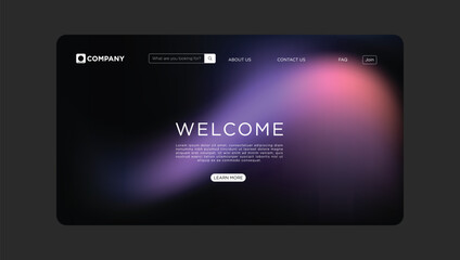 Modern website interface design with welcome text and sleek navigation for contemporary online business