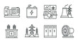 © Hanna - Essential power generation and distribution icons: generators, control panels, and energy infrastructure