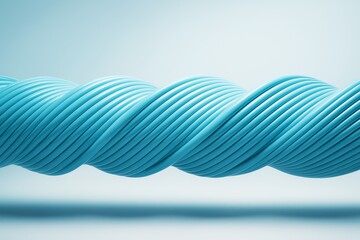 Wall Mural - abstract twisted blue cable structure with smooth glossy surface forming wave pattern on light gradi