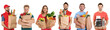 © New Africa - Food delivery service workers isolated on white, collage of portraits