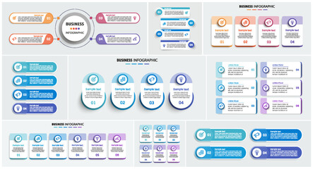 Wall Mural - collection of business infographic design template with options, steps or processes. can be used for