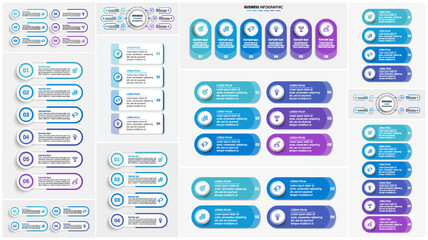 Wall Mural - collection of business infographic design template with options, steps or processes. can be used for